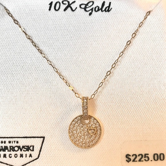 Jewelry - 10K yellow gold necklace w/ Swarovski crystals